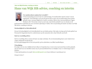 HANS VAN WIJK HR-ADVIES, COACHING & INTERIM